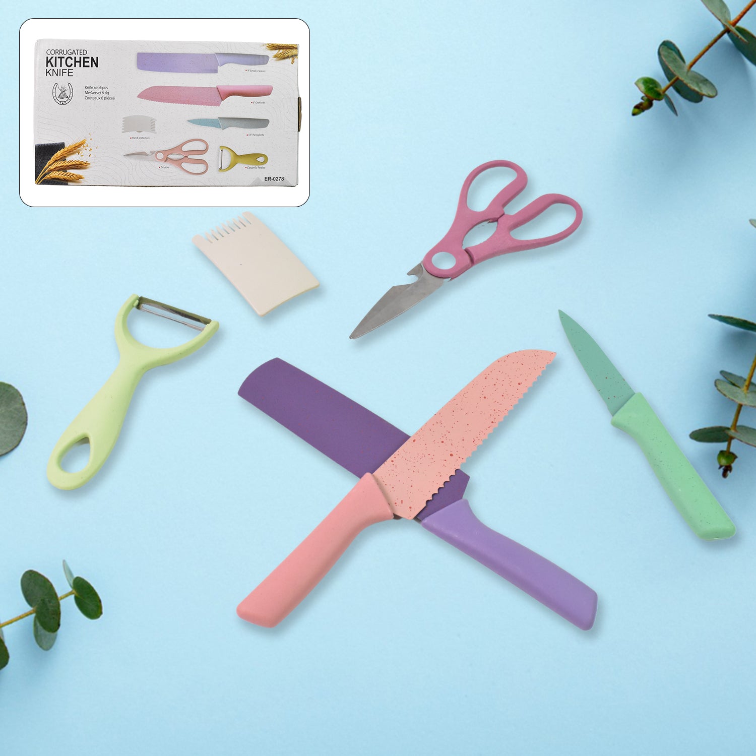 Professional Colorful Kitchen Knives Set (6 Pcs Set) Professional Colorful Kitchen Knives Set (6 Pcs Set)